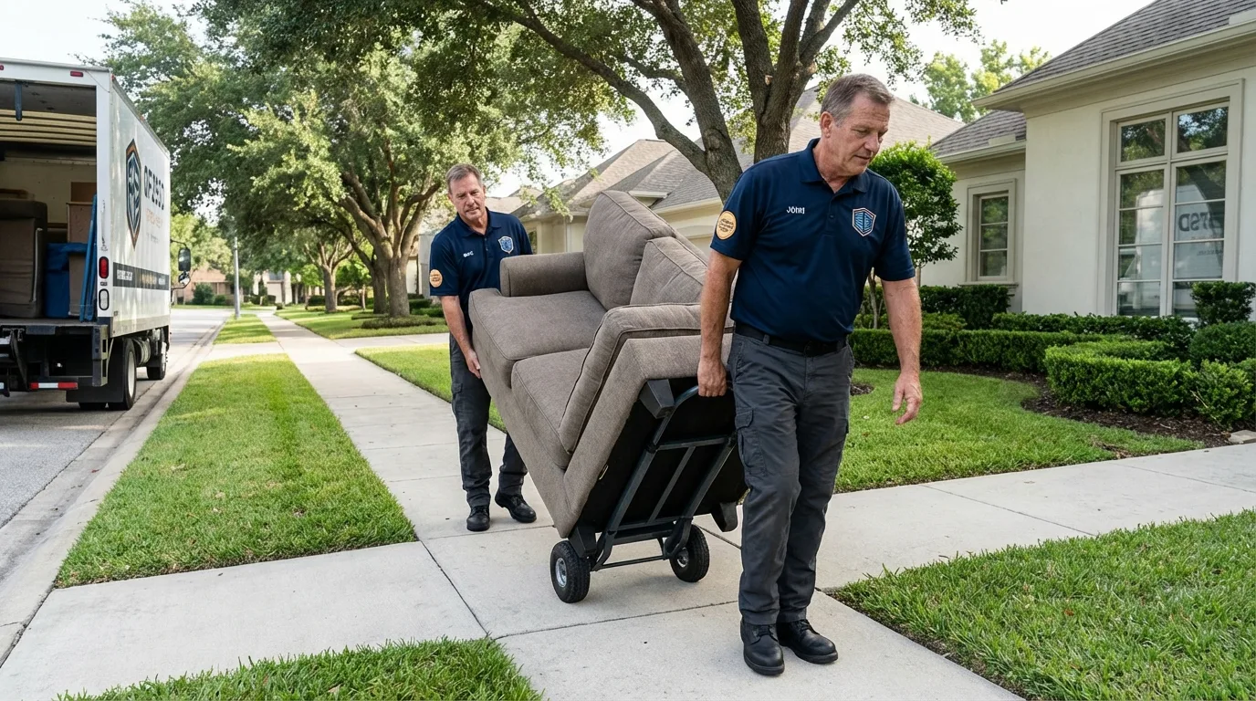 Local residential moving crew loading furniture in Ithaca, MI